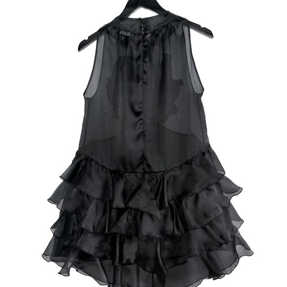 Anne Fontaine Black Silk Organza Layered Sleeveless Aubrey Top - Picture 3 of 8